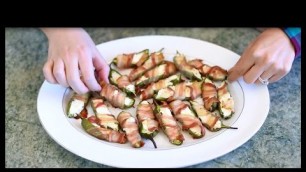 'Football Food: Bacon Wrapped Stuffed Jalapenos Recipe with Honeysuckle'