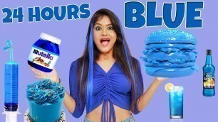 'I Only ate BLUE FOOD & Used BLUE Things For 24 Hours | EATING ONLY ONE COLOR FOOD FOR 24 HOURS'