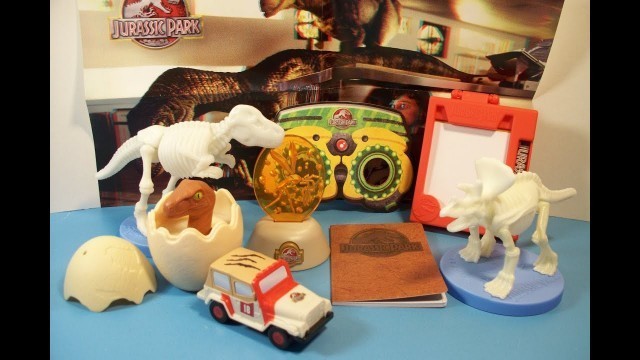 '2013 JURASSIC PARK 3D SET of 8 BURGER KING KID\'S MEAL TOY\'S VIDEO REVIEW'