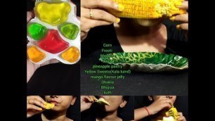 'ASMR: YELLOW FOOD EATING SHOW: Frooti Maggie,Lays,corn,Kalakand,Dhokla, Bhujiya @foodie Anaa Asmr'