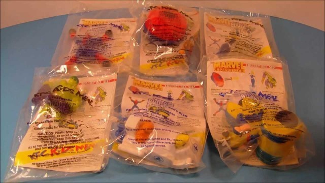 '1997 KFC MARVEL SUPER HEROES SET OF 6 KID\'S MEAL TOY\'S VIDEO REVIEW'