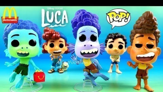 'FUNKO POP DISNEY PIXAR LUCA McDONALD\'S HAPPY MEAL TOYS COMPLETE SET 5 UNBOXING REVIEW JUNE JULY 2021'