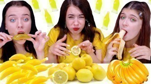 'ASMR Eating Only One Color Food for 24 hours Challenge! Yellow Food By LiLiBu'