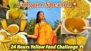 'I Only Ate YELLOW Food for 24 HOURS | Falgun Special | Makeup |'