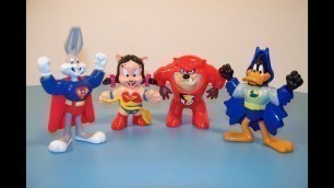 '1992 McDONALD\'S LOONEY TOONS DC SUPER FRIENDS SET OF 4 HAPPY MEAL TOY\'S REVIEW'