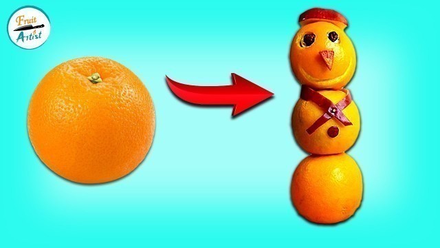 'Creative food for Christmas | Christmas food ideas - How to make Orange Snowman | fruit artist'