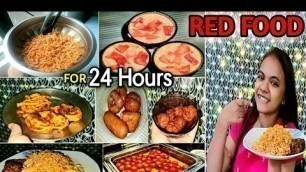 'I Only Ate RED FOOD For 24 HOURS Challenge