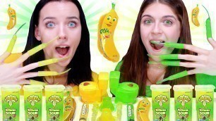 'ASMR Eating Only One Color Food | Yellow and Green Candy Party'