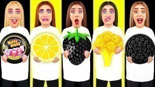 'Black vs Yellow Food Challenge | Eating Everything Only In 1 Color For 24 Hours by KuBuKu Challenge'