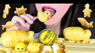 'ASMR YELLOW FOOD|EATING SOUND|ONLY ONE COLOR FOOD CHALLENGE'