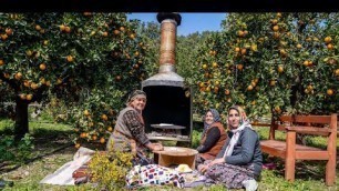 'Cooking Original Turkish Gozleme in Wood Fire, Outdoor Cooking'