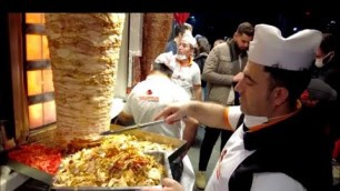 'TURKISH STREET FOOD, CHICKEN AND LAMB KEBABS IN TAKSIM SQUARE ISTANBUL, ISTANBUL STREET FOOD'