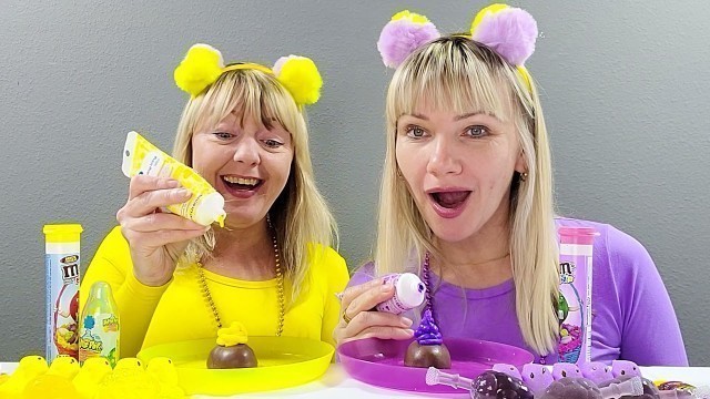 'Purple Food VS Yellow Food Challenge 보라색 노란색 음식 챌린지 Mukbang by Ubi Manubi'