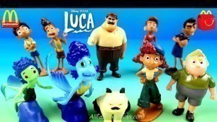 'DISNEY PIXAR LUCA COMPLETE SET 10 FIGURINES McDONALD\'S HAPPY MEAL TOYS MY BUSY BOOKS UNBOXING REVIEW'