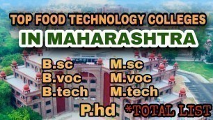 'TOP B.sc, B.tech,B.voc Food Technology Colleges in Maharastra | University Wise Total List | 2021New'