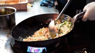 'Chinese Street Food -Night market  fried rice, with  eggs, Lanzhou beef  noodles for $2'