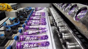 '추억돋는 레트로 아이스크림 공장의 대량생산 현장! 폴라포,부라보콘,바밤바/Clean mass production ice cream factory/Korean food factory'