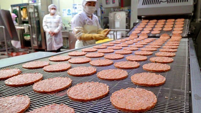 '엄청납니다! 거대 햄버거 공장의 압도적 대량생산 현장! 햄버거 만드는 과정 Mass production! Hamburger making process'