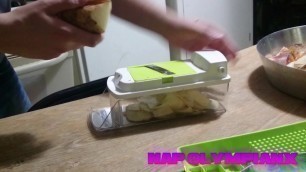'Using The Food Dicer Chopper To Slice Potatoes'