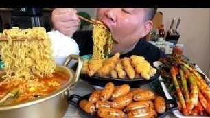 '땡초열라면+뽀로로비엔나+용가리치킨너겟+파김치+쌀밥 요리먹방 MUKBANG'