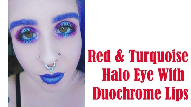 'Red&Turquoise Halo Eye + Duochrome Lips l Darling Girl Cosmetics l Impulse Cosmetics l MakeupByAnnki'
