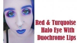 'Red&Turquoise Halo Eye + Duochrome Lips l Darling Girl Cosmetics l Impulse Cosmetics l MakeupByAnnki'