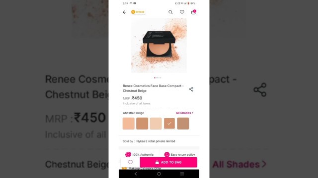 'renee cosmetics face base Compact powder under rs 500'