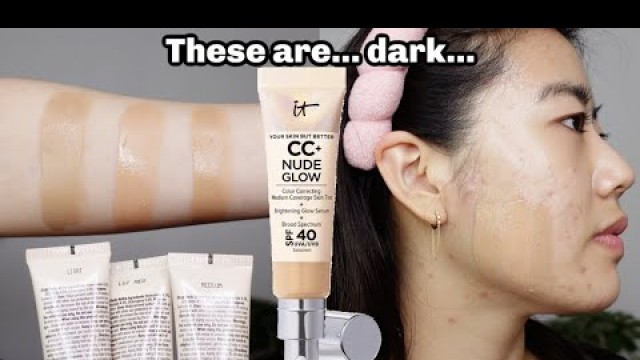 'NEW! It Cosmetics CC Nude Glow Swatches in Light, Light Medium, and Medium'
