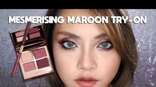 '1-Minute Try-On: \"Mesmerising Maroon\" Charlotte Tilbury Colour Coded Eye Palette Tutorial'