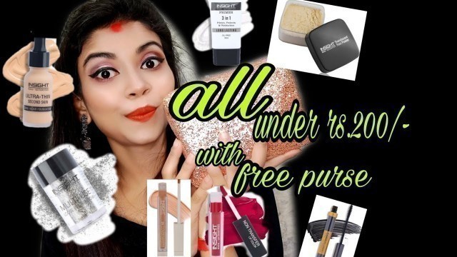 'Insight cosmetics all makeup products under rs.200/-|must have for beginners|review n demo|'