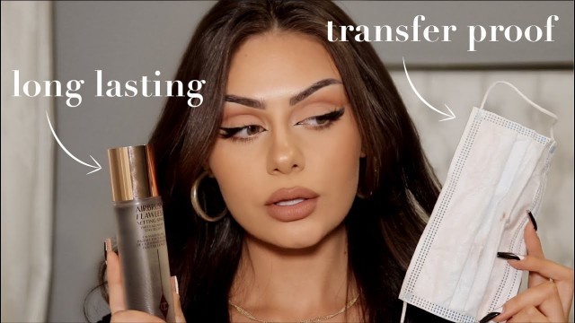 'MASK PROOF MAKEUP TUTORIAL | Charlotte Tilbury Airbrush Flawless Setting Spray Review'