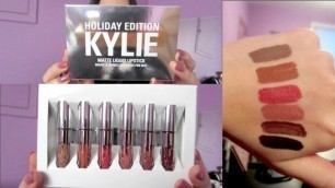'Kylie Cosmetics HOLIDAY EDITION Mini Liquid Lipstick Set REVIEW & SWATCHES!'