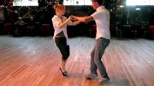 'Tues Blues Denver Co teachers Ben Collins and Jessica Miltenberger dance together'