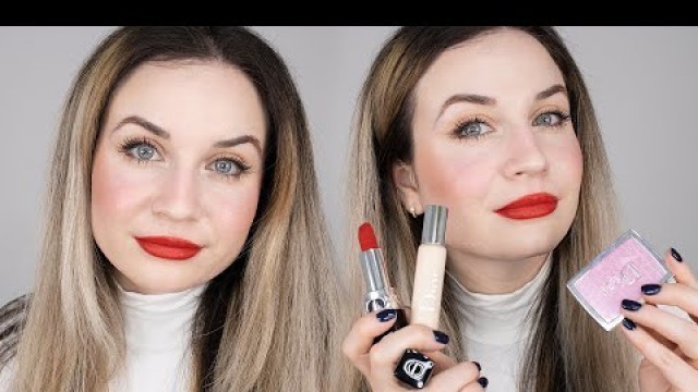 'FULL FACE DIOR MAKEUP | Testing ~ DIOR FLASH PERFECTOR CONCEALER, DIOR BLUSH and ROUGE DIOR 999'