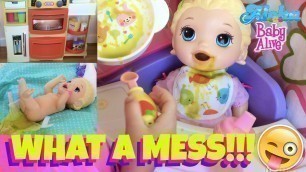 '☘️ Baby Alive Snackin\' Lilly Eats Green Food that Skye Prepared in Her Kitchen & Makes a Huge Mess!'