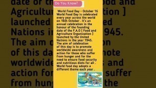 'World Food Day | October-16'