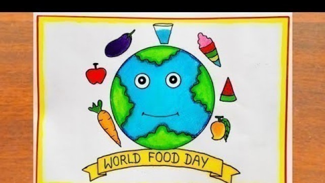 'World Food Day Drawing Easy || World Food Day Poster Drawing Easy Steps || Food Safety Day Drawing'
