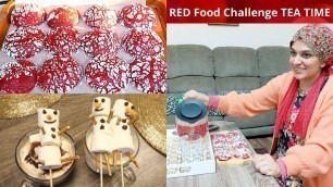 'Red Food Day Tea -Red Velvet Crinkle Cookies - Marshmallow Olaf - Rose Tea'