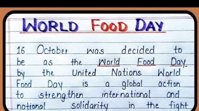 'World Food Day, Essay on World Food Day, 16 October celebrated as World Food Day'