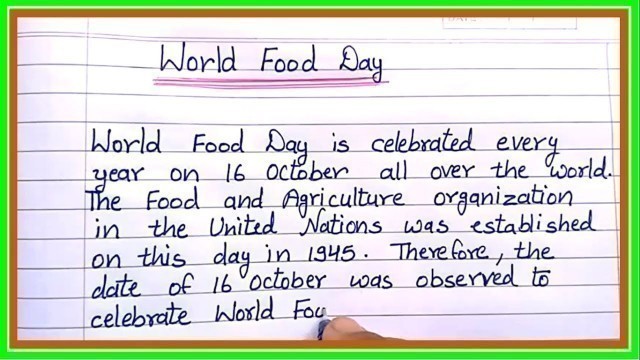 'Essay on World food Day (200 Words) in English // World food Day Essay by Smart Study'