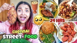 'Vlog - Eating CHENNAI Street Food for 24 Hours Challenge - Eating Local Food & Kanyakumari Travel'