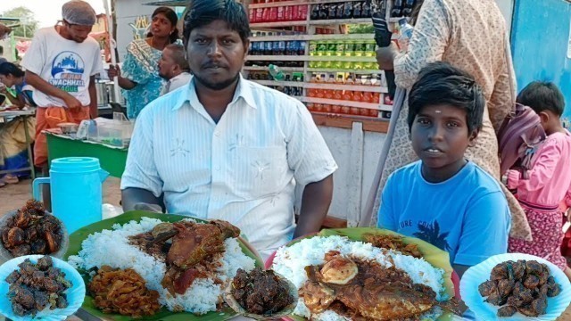 'street food fish curry unlimited meals & Prawn fry, mutton fry in Chennai Marina Beach'