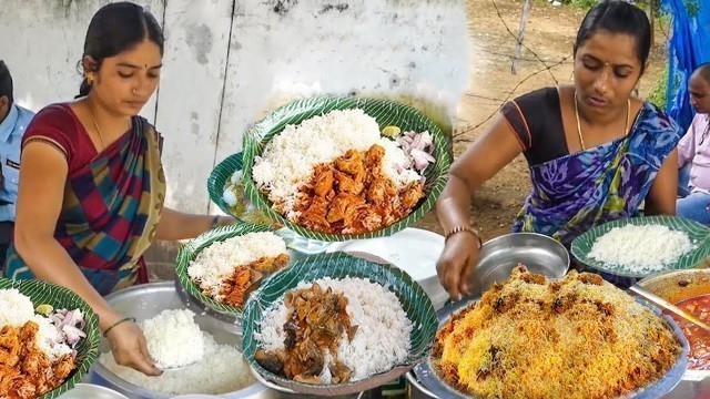 'Hardworking Women\'s Selling Cheapest RoadSide Unlimited Meals | Indian Street Food'