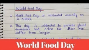 'Essay On World Food Day In English || 10 Lines Essay On World Food Day ||'