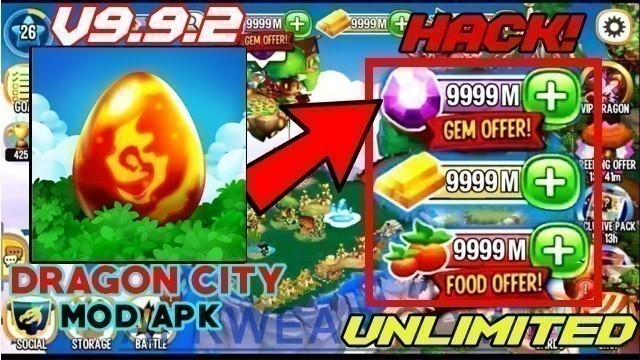 'DRAGON CITY HACK TUDO INFINITO VERSÃO 9.14 APK MOD 100% ATUALIZADO, GEMA,OURO,FOOD, INFINITO'