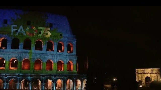 'Amazing Light Show on Rome Colosseum for World Food Day & FAO 75th Anniversary'