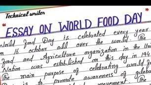 'Essay on World food Day || Write an essay on World food Day in English || World food Day 2021'