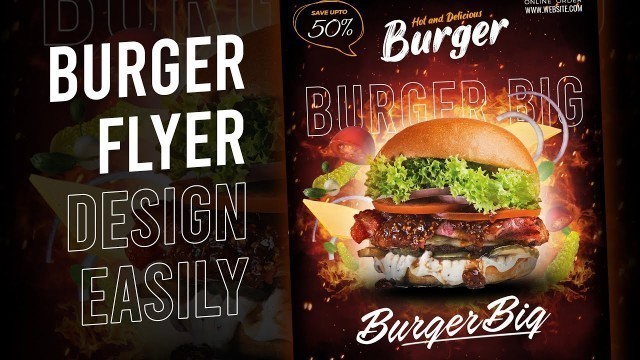 'How To Create Burger Food Flyer Design Easily with Photoshop - Hindi in 2022'