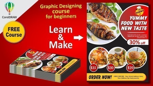 'Food flyer design || Graphic design tutorials for beginners || Coreldraw design  || Coreldraw'