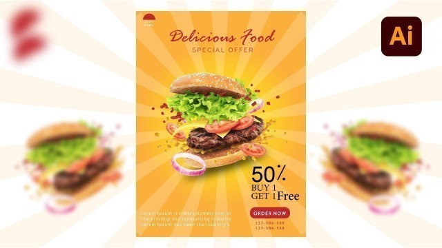 'Restaurant Flyer Design | Illustrator Tutorial New  | Food Flyer Design | RBSS Artista'